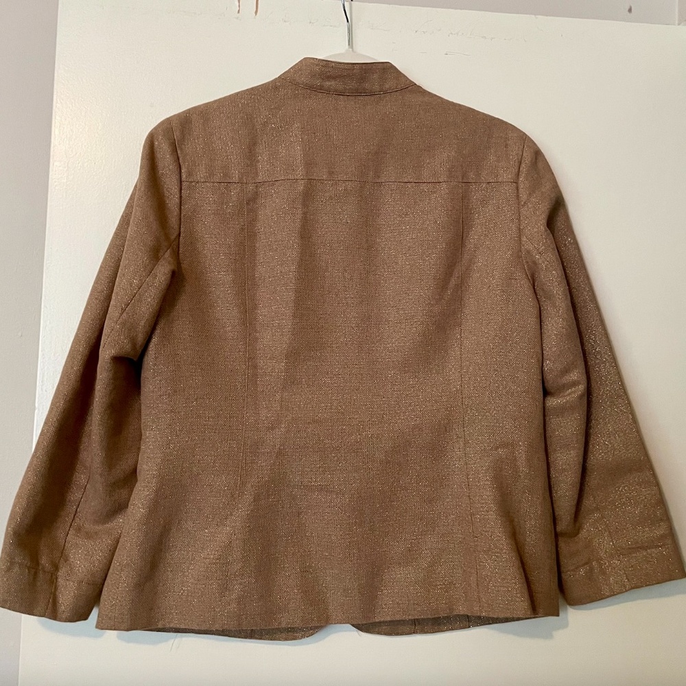 Charter Club Cropped Blazer - Champagne Gold Metallic - Size 10 - Picture 4 of 10